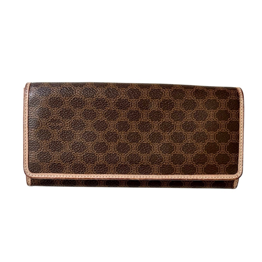 CELINE VINTAGE Macadam Kiss Lock Long Wallet